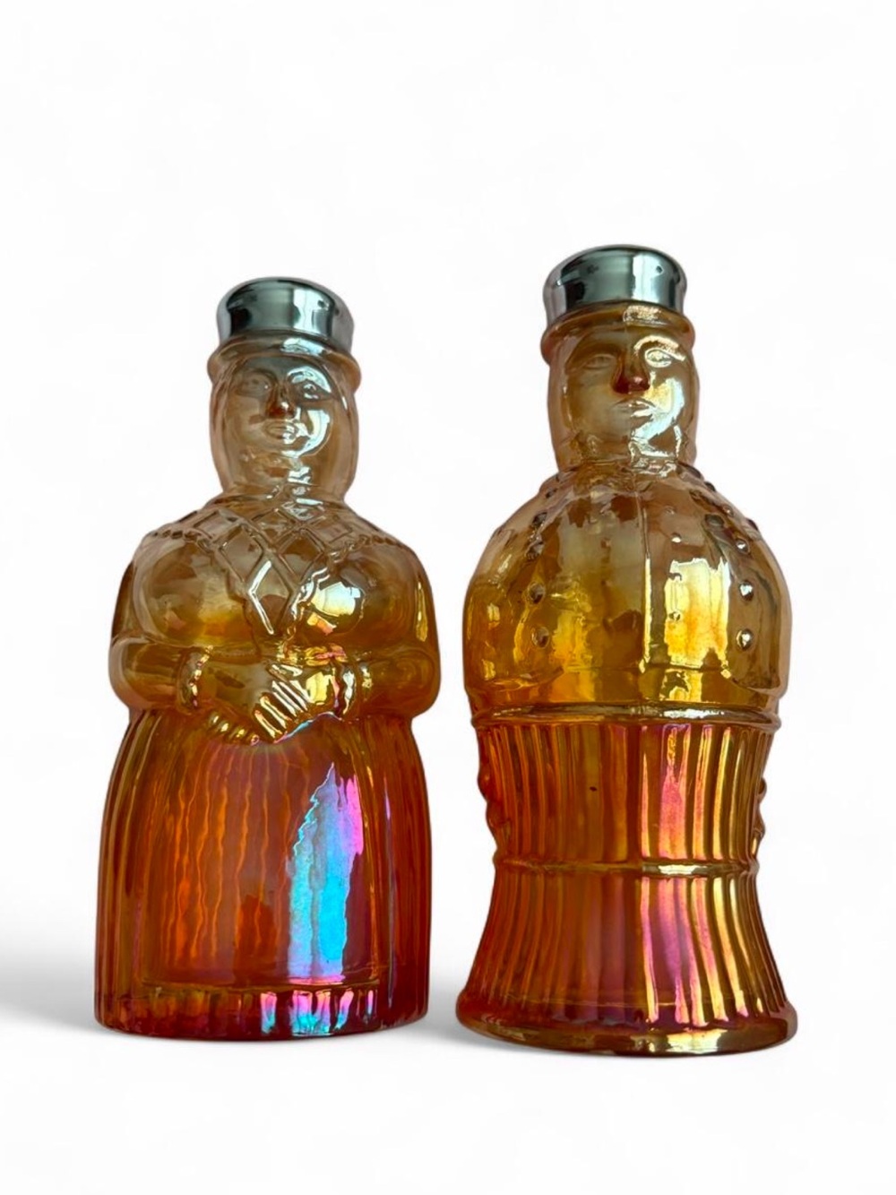 Vintage Imperial Glass Co figural salt and pepper shaker set "Maid and Butler”